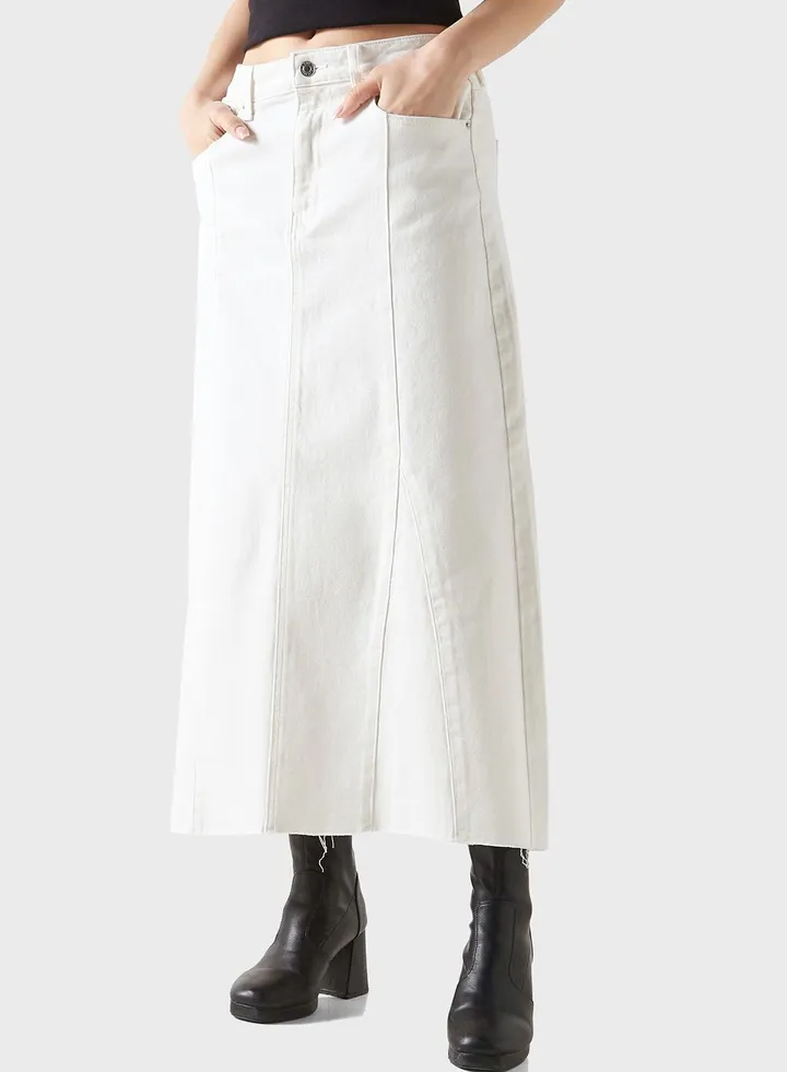 Pocket Detail Denim Skirt