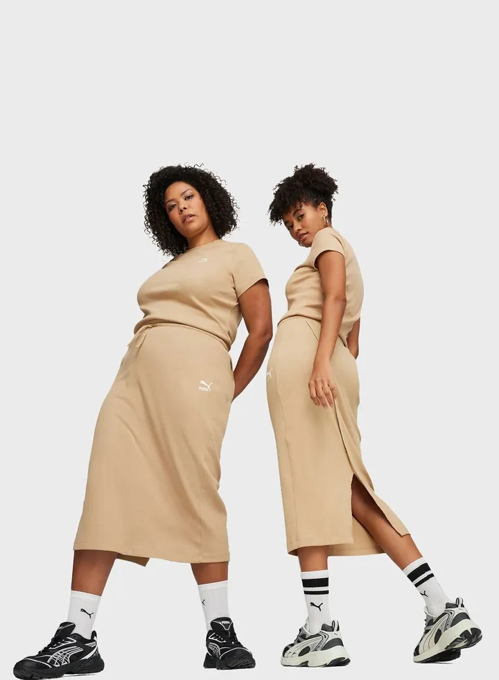 Classics Ribbed Midi Skirt
