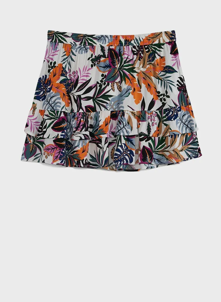 Mini Frill Printed Skirt