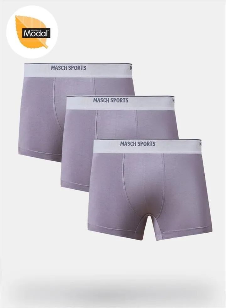 Pack of 3 - Solid Trunks with Brand Text Waistband