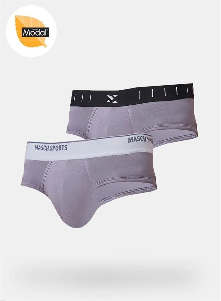 Pack of 2 - Solid Briefs with Brand Icon Waistband