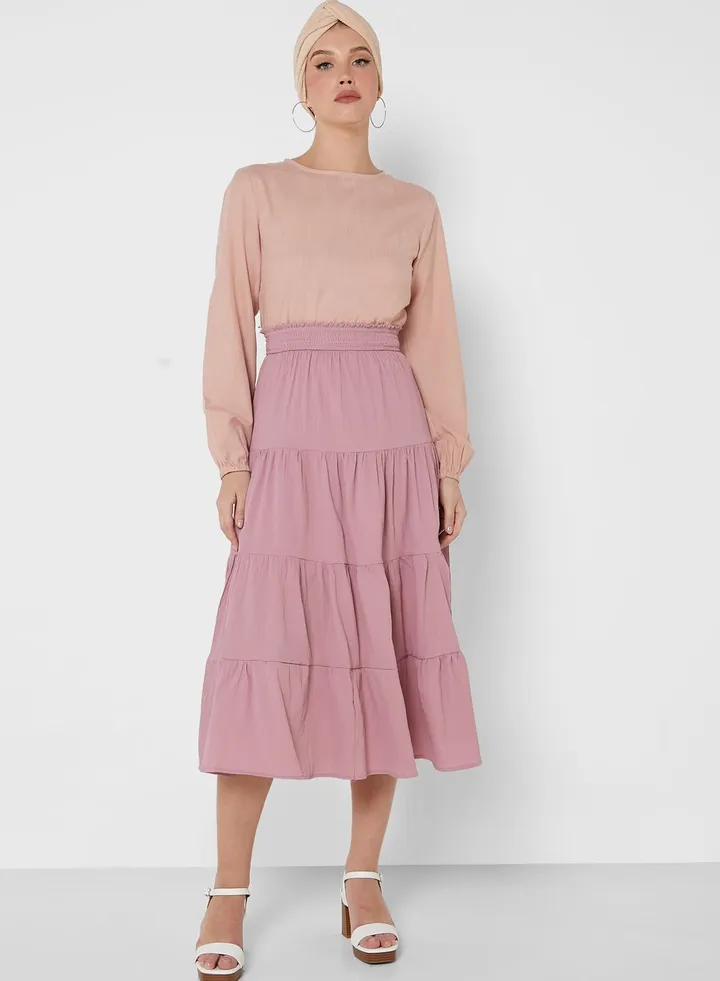 Tiered Solid Skirt