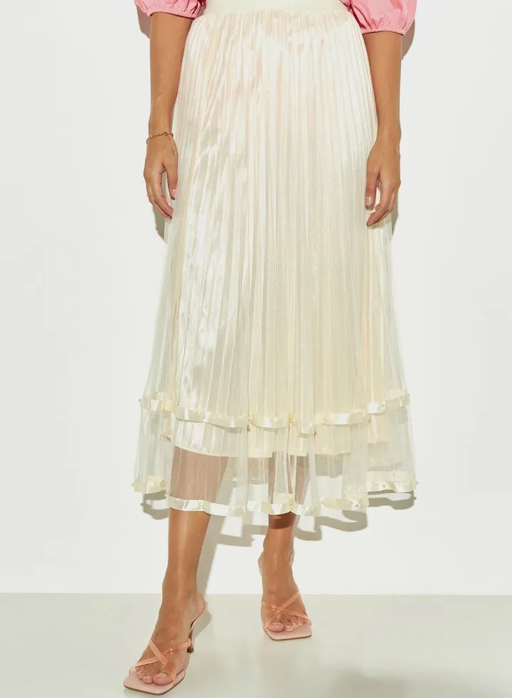 High Waist Lace Detail Skirt
