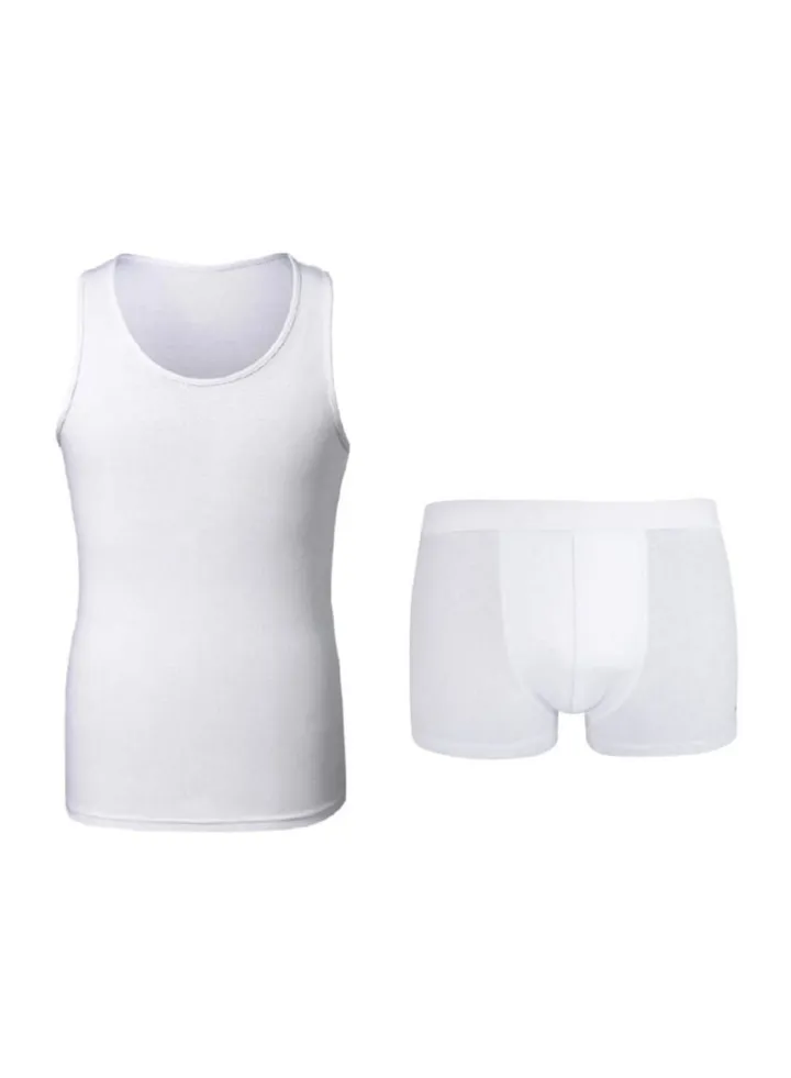Boxer Style Shirt + Underpants Set Size M - White