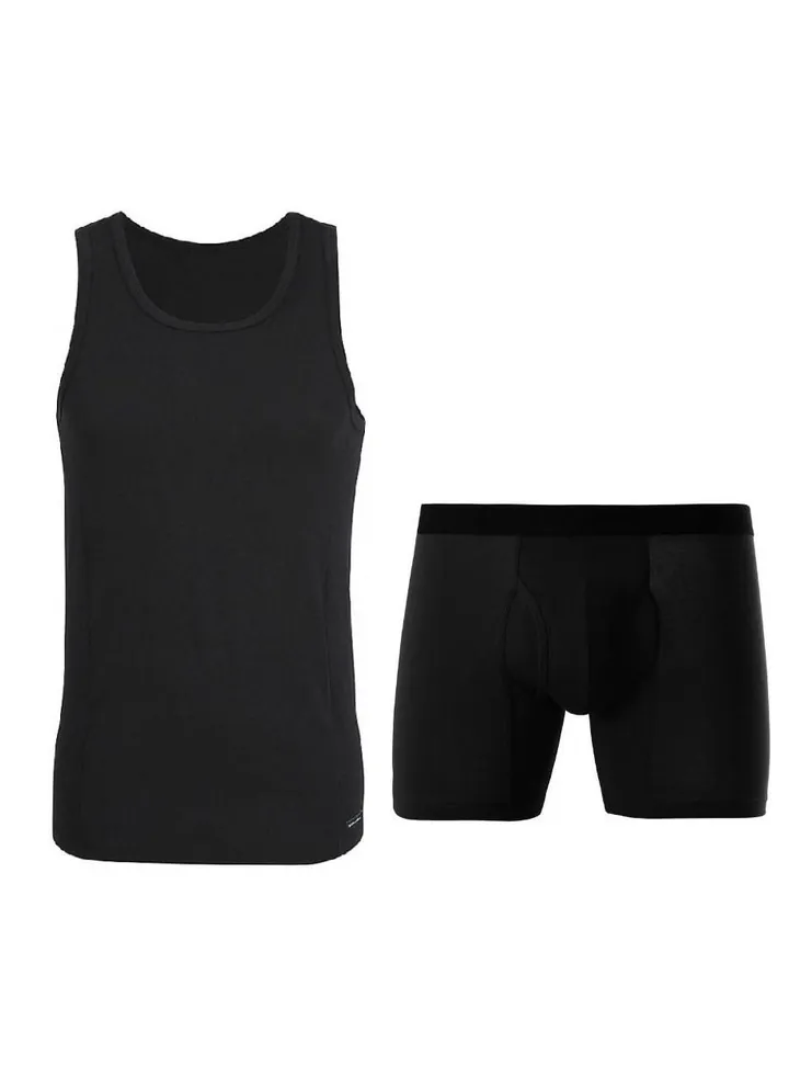 Boxer Style Shirt + Underpants Set Size S - Black