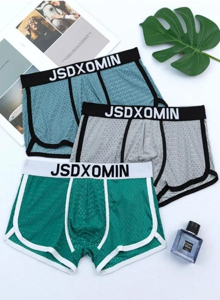 Breathable Middle Rise Bulge Pouch Boxer 3 pieces
