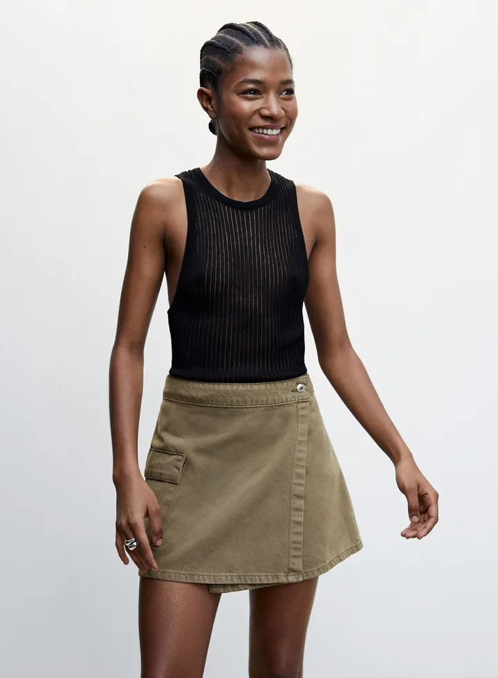 Pocket Detail Wrap Skirt