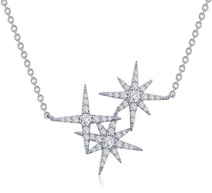 Simulated Diamond Star Cluster Pendant Necklace