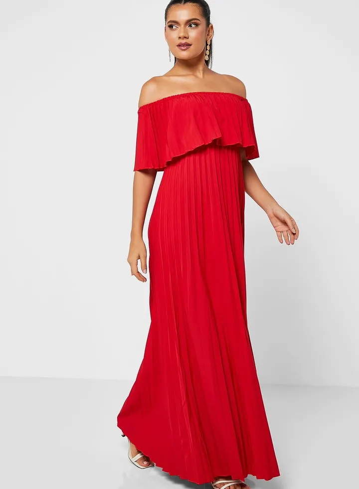 Bardot Pleated Dress