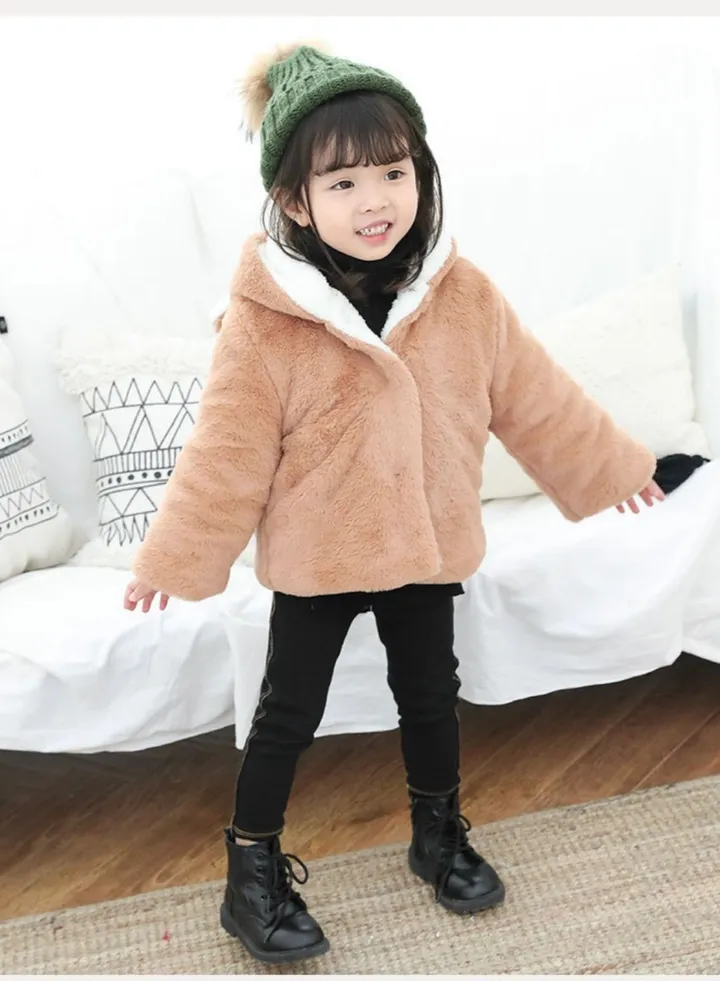 Kids Hooded Cotton Padded Clothes Velvet and Thickening Stylish and Warm Soft and Comfortable Skin Friendly Fabric Winter Outerwear