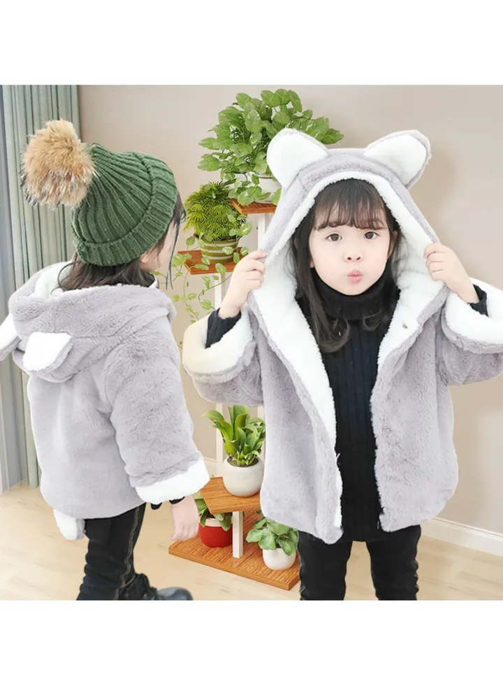 Kids Hooded Cotton Padded Clothes Velvet and Thickening Stylish and Warm Soft and Comfortable Skin Friendly Fabric Winter Outerwear