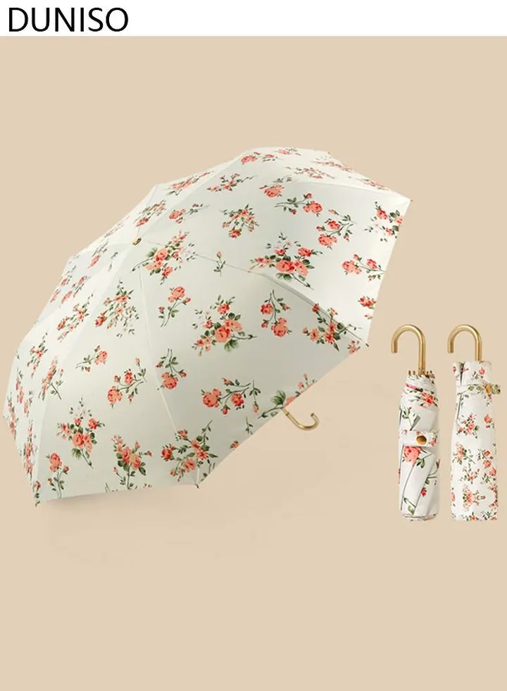 Windproof Folding Travel Umbrella Anti-UV Sun And Rain Lightweight Compact Portable Folding Umbrella for Women