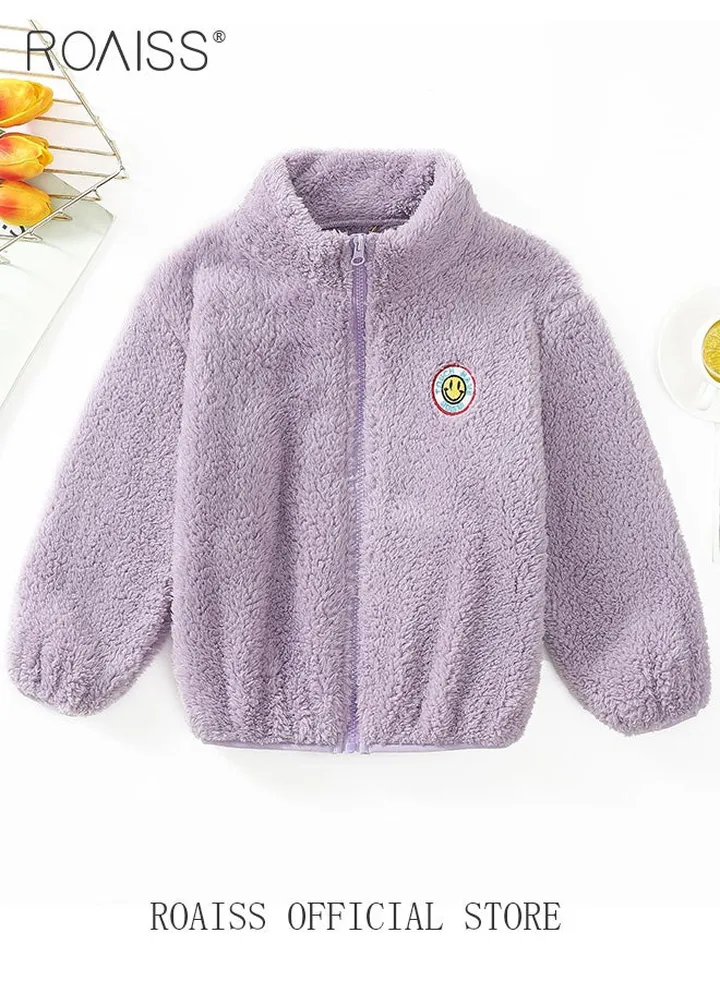 Children's Soft and Skin-Friendly Thermal Jacket—Thick Coat with Moisture Wicking and Plush Double Sided Fleece Solid Color and Simple Design with Zip