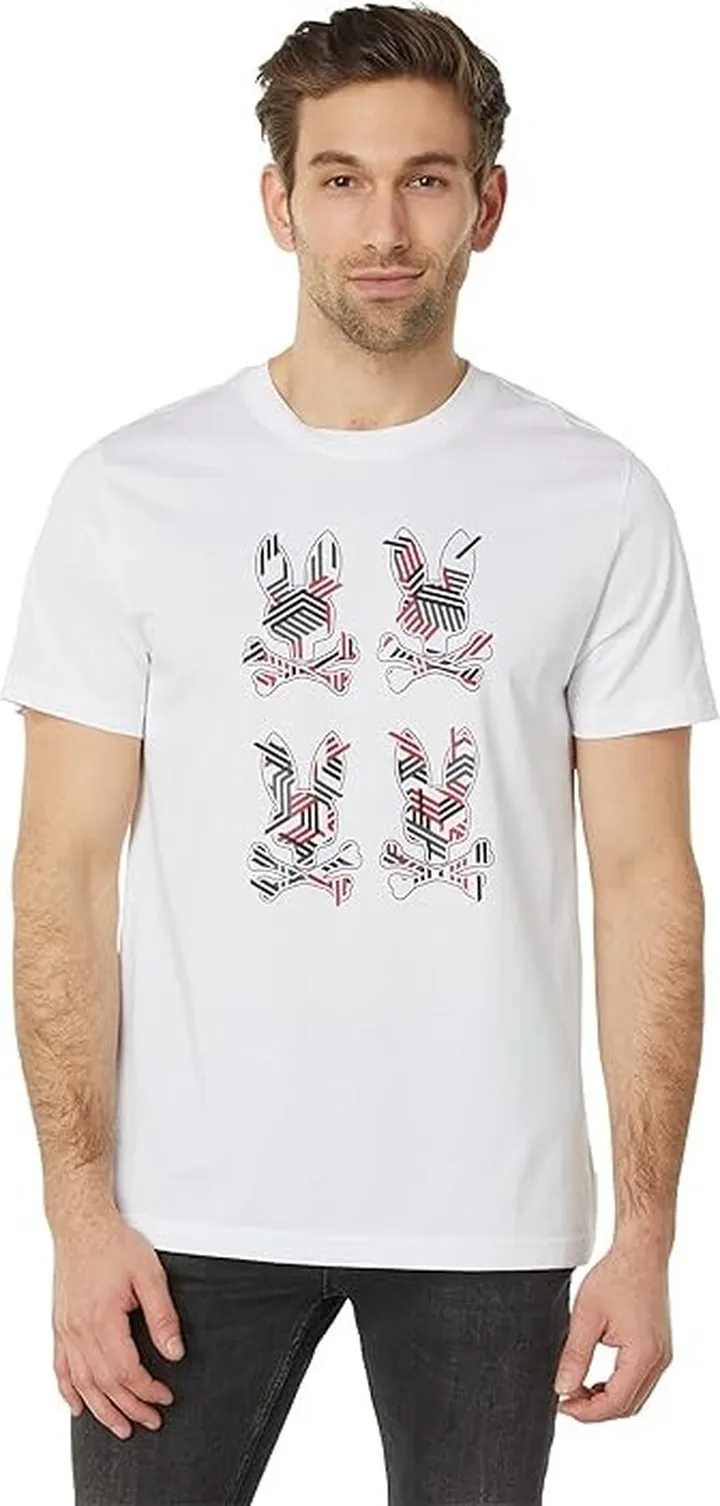 Psycho Bunny Plaza Graphic Tee (White) Men's T Shirt