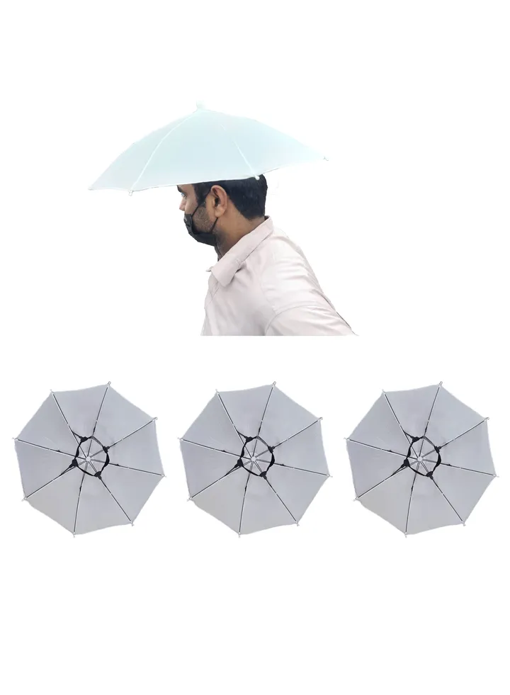 Set of 3 of Foldable Head Umbrella Hat for Outdoor Activities And Sunlight UV Protection