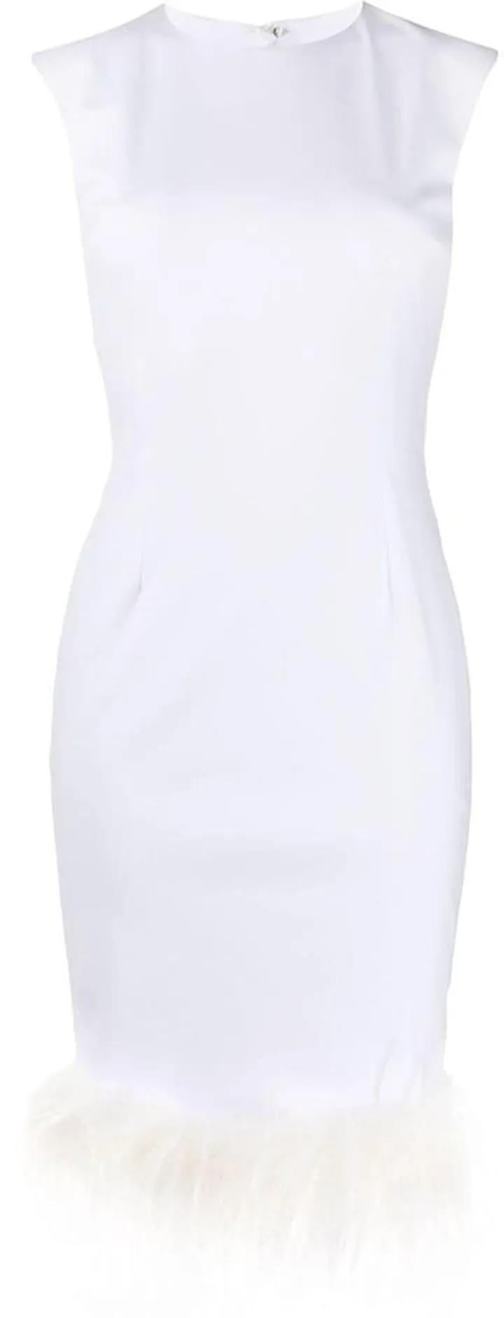 Feather Trim Midi Dress