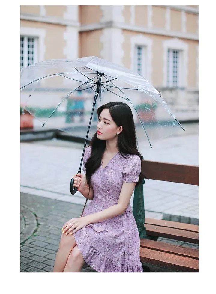 A transparent umbrella to enjoy the spring and rain weather