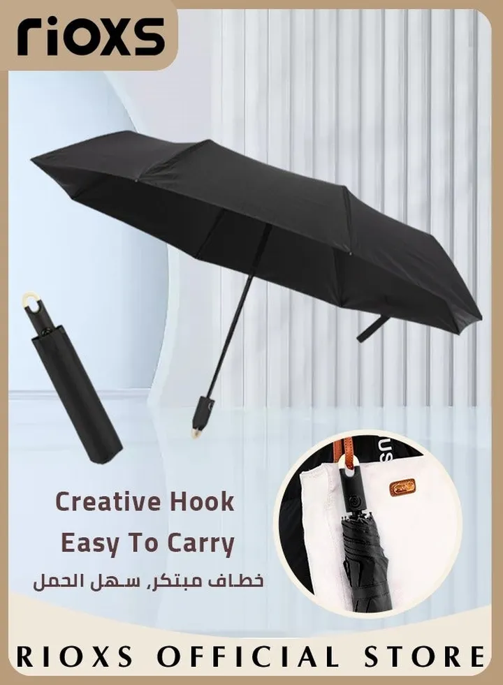 Travel Folding Umbrella With Rotating Lock Handle and One Button Automatic Open and Close Coating Layer Fabric Umbrella for Men Women Kids Students