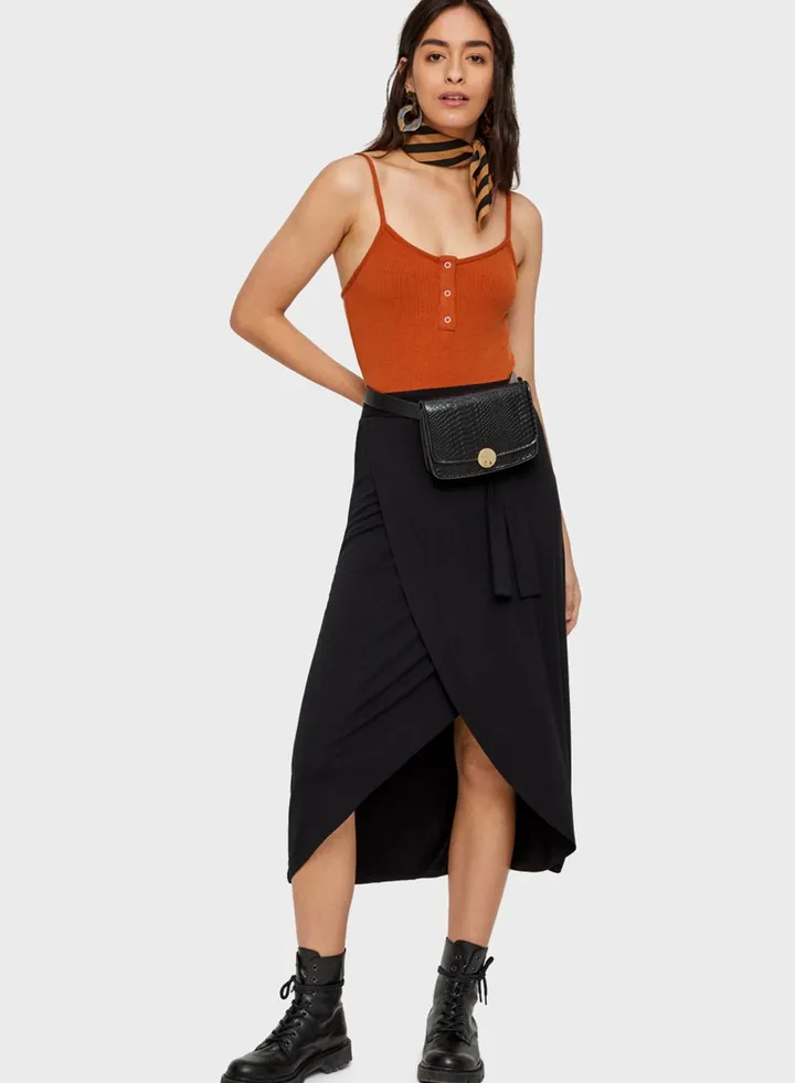 High Waist Wrap Skirt