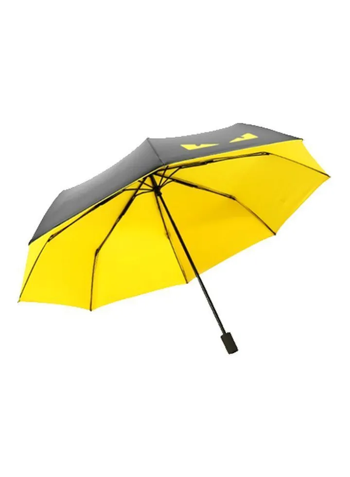 Little Devil Printed Folding Umbrella With Case Black/Yellow