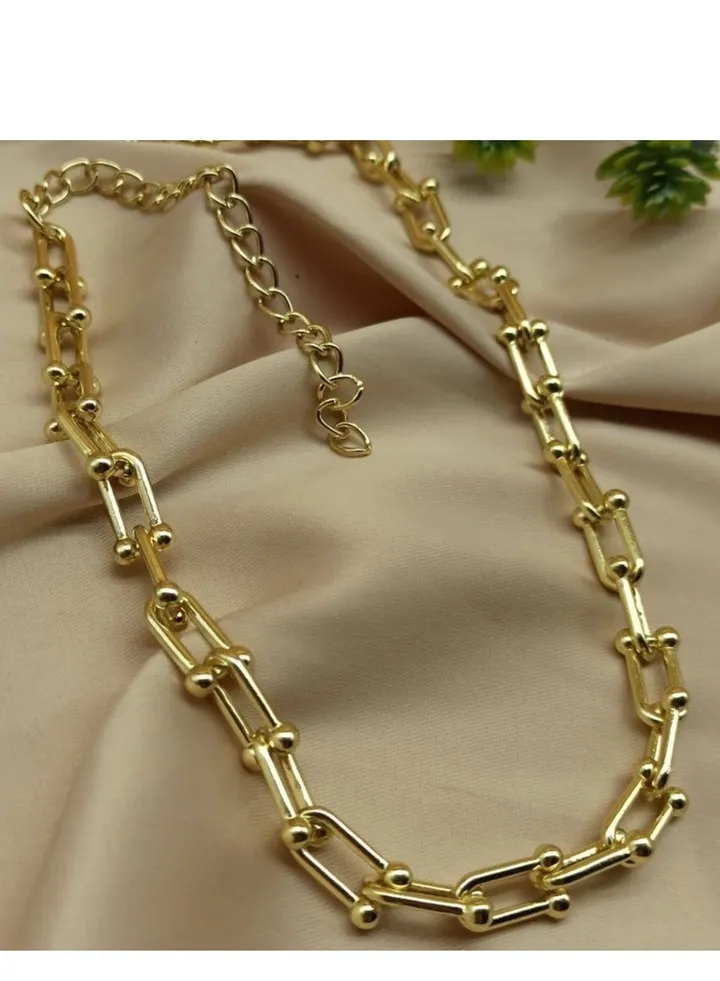 Fixed gold stainless steel chain, length 45cm + 5cm extension