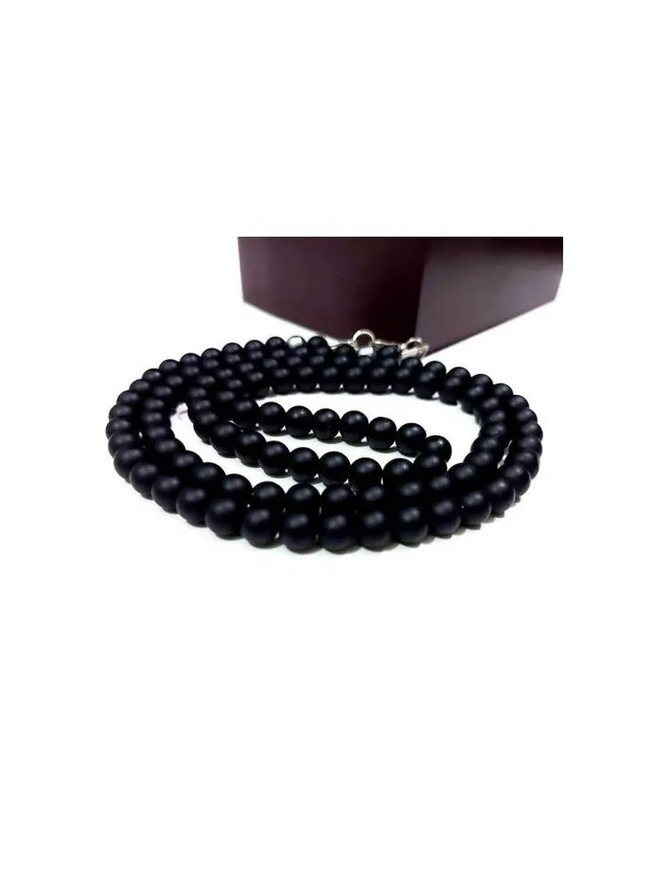 Men's necklace necklace of natural black onyx stones