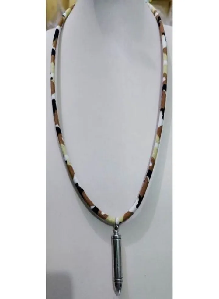 Men's necklace necklace of rope crowned with a bullet on it