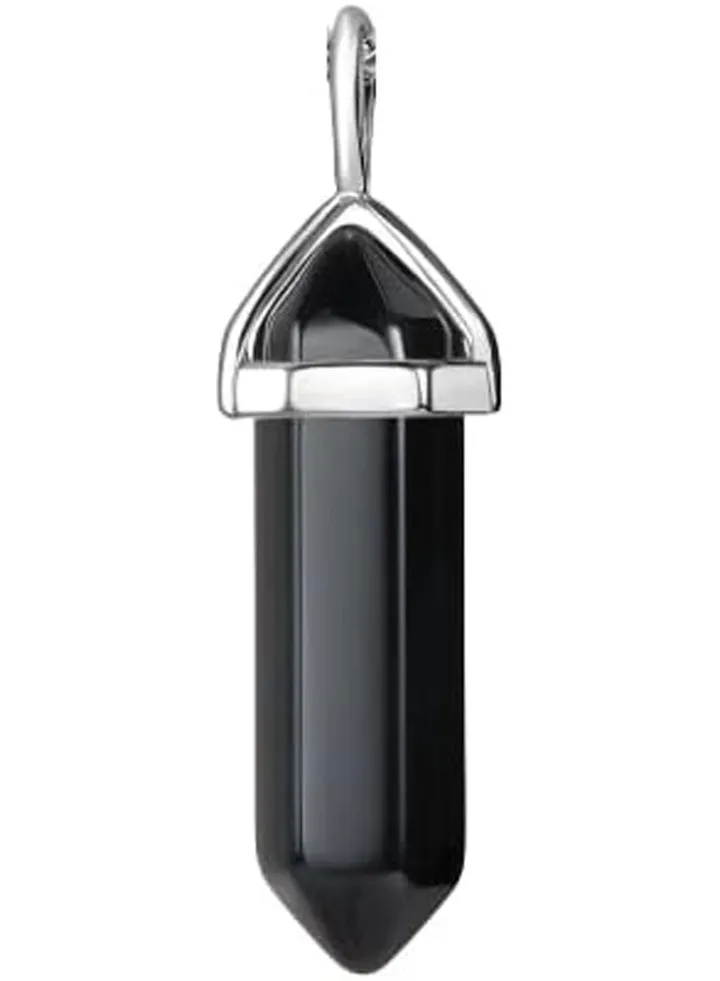 Healing Hexagonal Black Obsidian Crystal Point Pendant Necklace