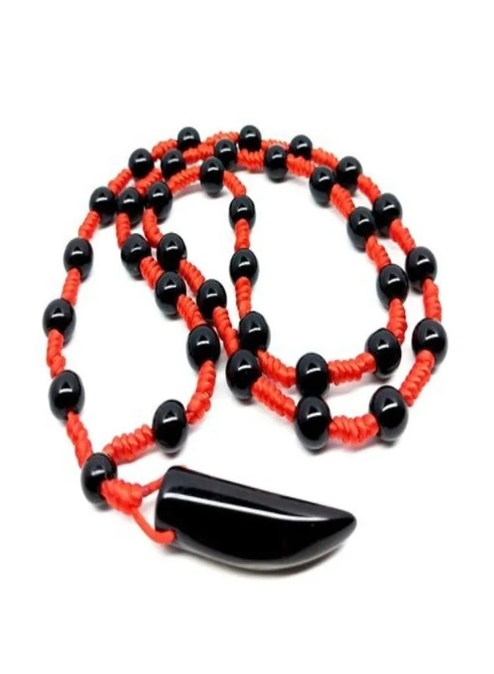 Men's necklace necklace of natural black onyx stones