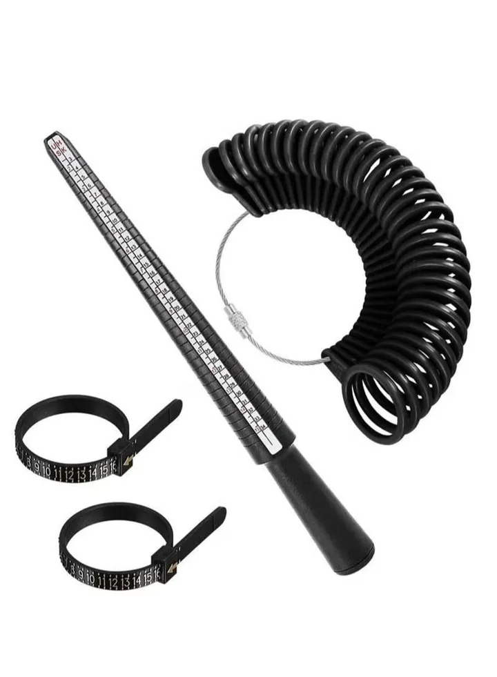 Ring Size Measuring Tool with Plastic Ring Mandrel & Perect Professionals Ring Sizer Guage, Size Stick Jewelry Mandrel and Ring Gauge Finger Size for Jewelry Making, Aluminum Ring Mandrel.