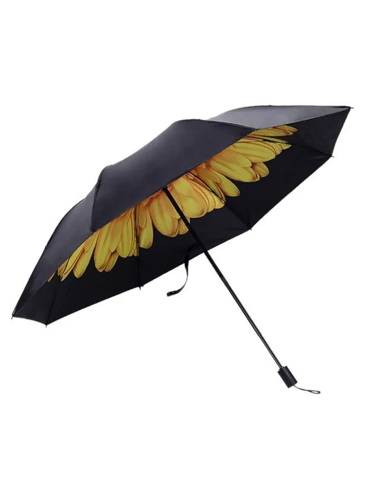 8-Bone Folding Sun Umbrella Black/Yellow