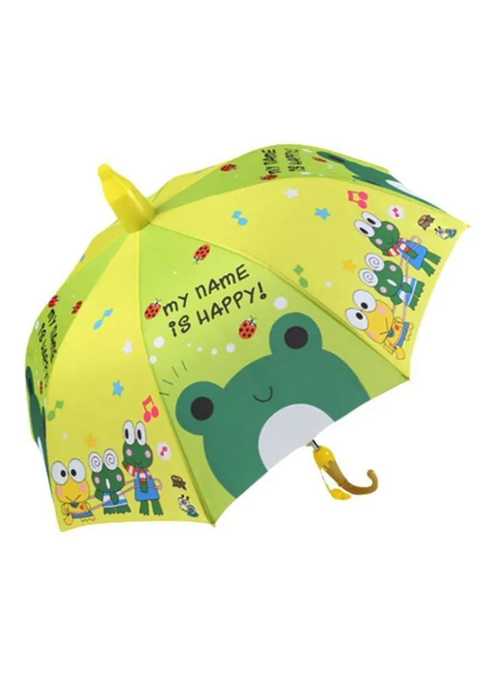 My Name Is Happy Printed Umbrella Yellow/Green/Black