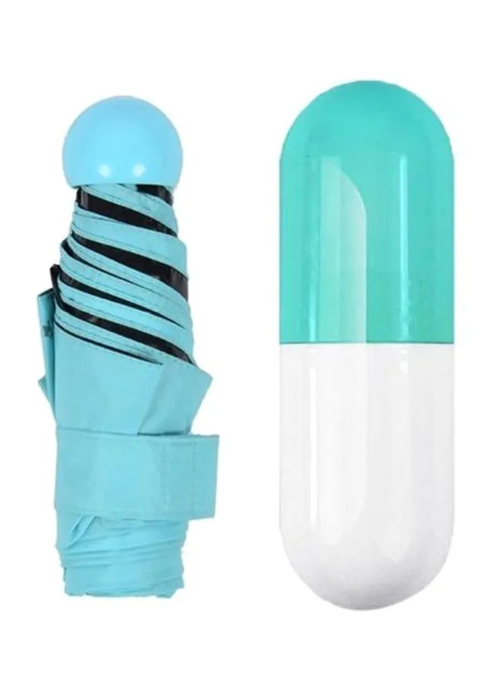 5 Folding Compact Umbrella with Capsule Case Baby Blue