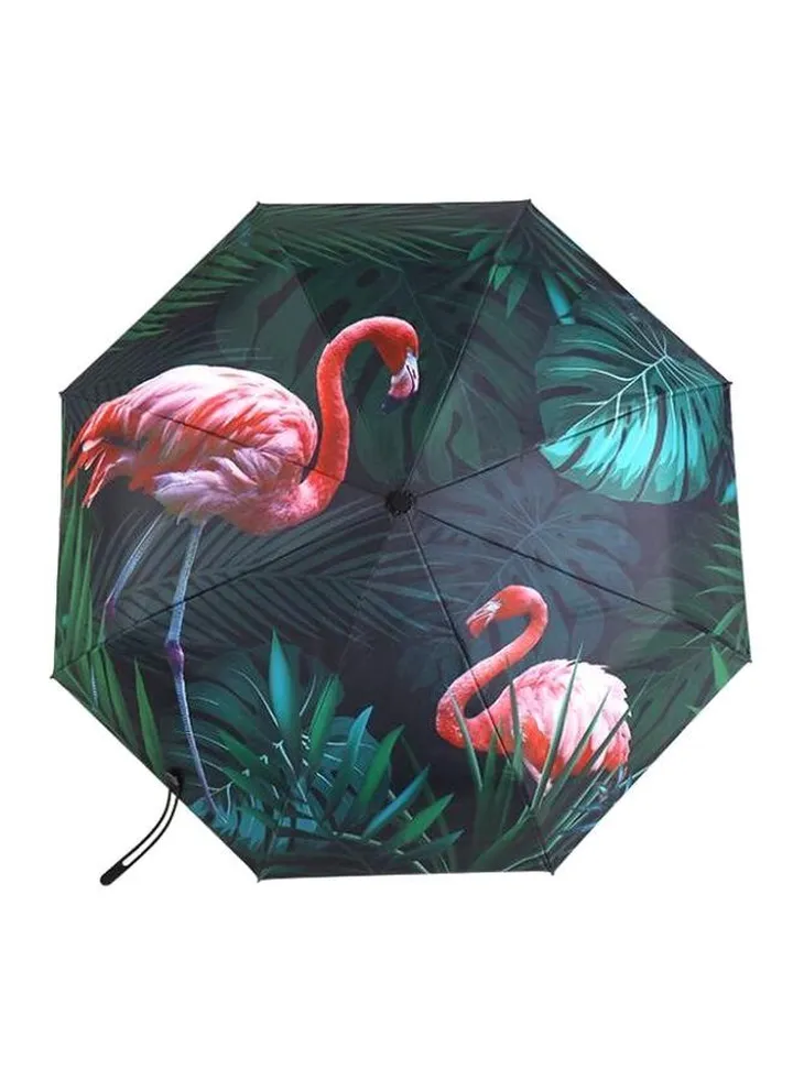 Flamingo Printed Umbrella Black/Red/Green