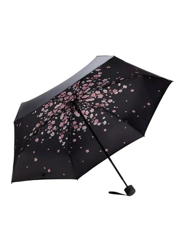 Flower Printed Umbrella Black/Pink/White