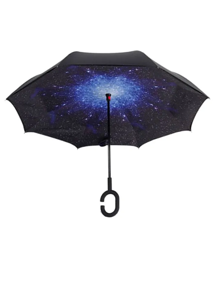 Folding C-Shaped Handle Reversible Umbrella Black