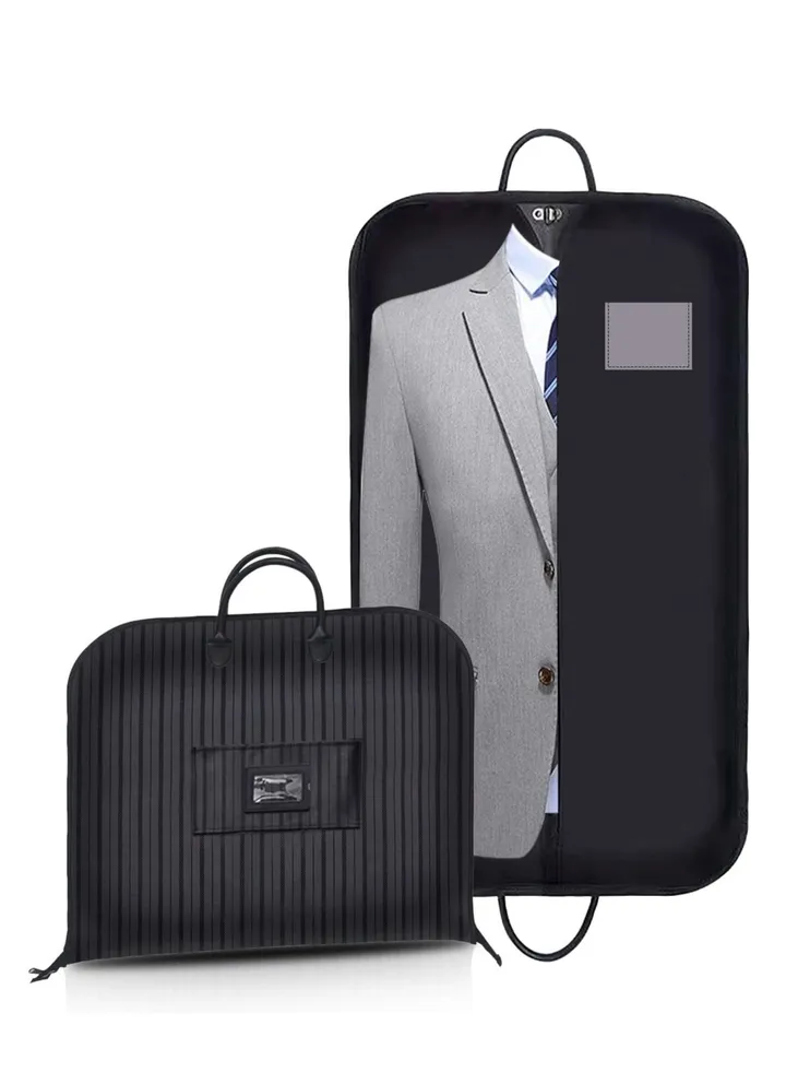 Suit Garment Bag 100x60 cm Clothes Carrier Folding Hanging Cover Bags for Travel and Storage Suit Jacket Dress Coat Men WomenOxford Fabric Black
