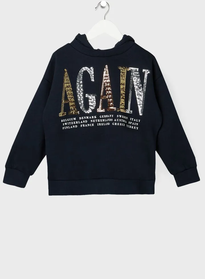 Kids Text Print Hoodie