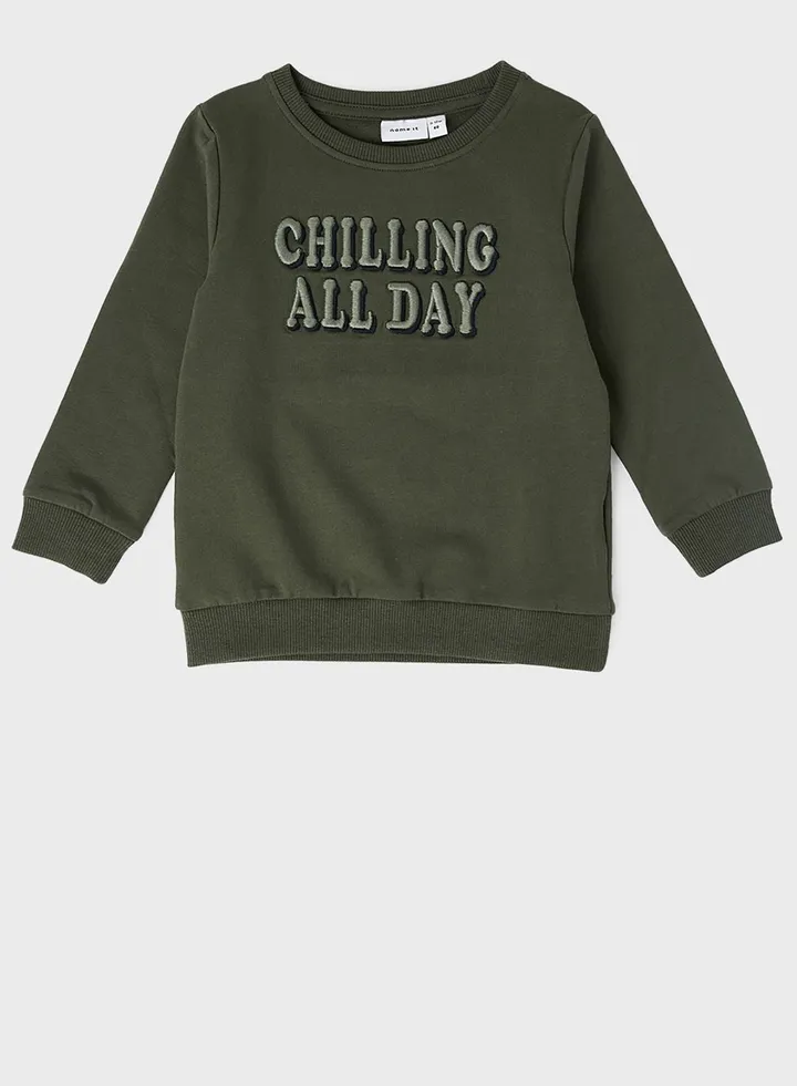 Kids Slogan Long Sleeve Sweatshirt