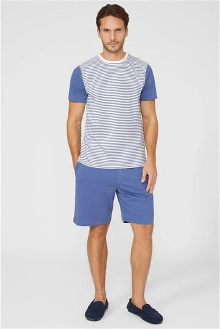 Debenhams Mens Striped T-Shirt & Shorts Set - Blue
