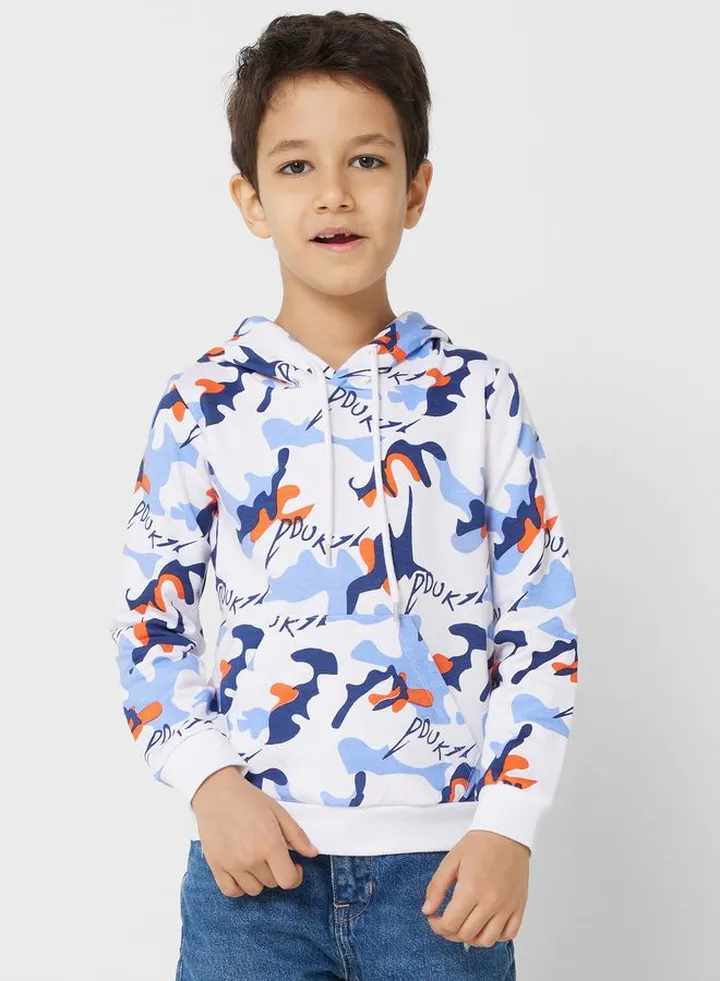 Boys All Over Printed Hoodie With Pocket