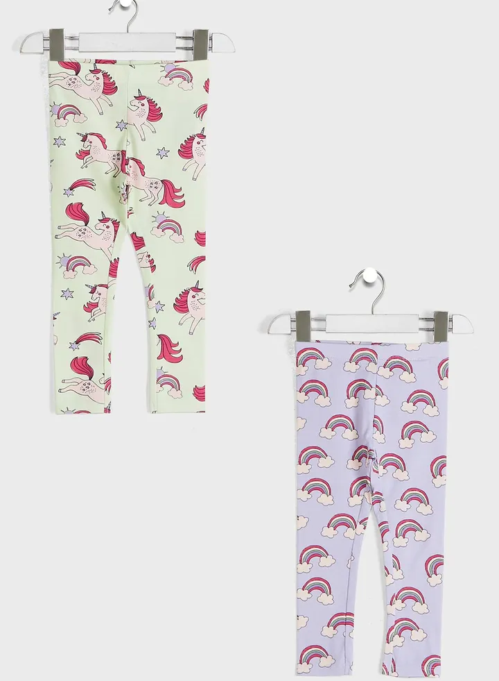 Kids 2 Pack Printed Leggings