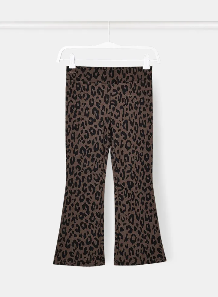 Girls Animal Print Flared Pants