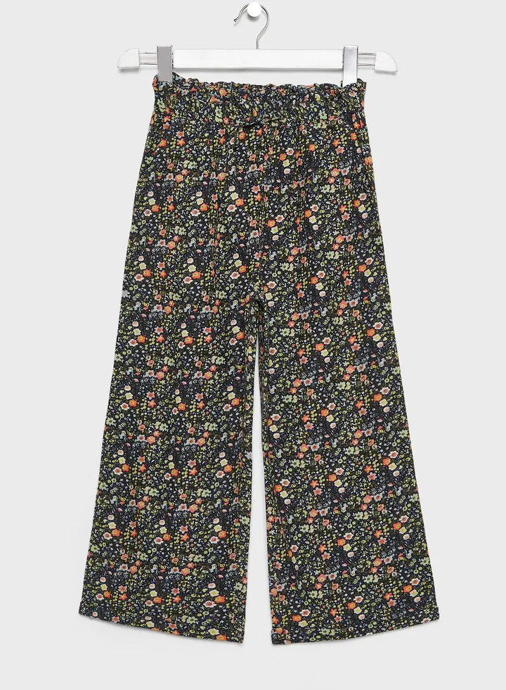 Kids Tie Waist Floral Trousers
