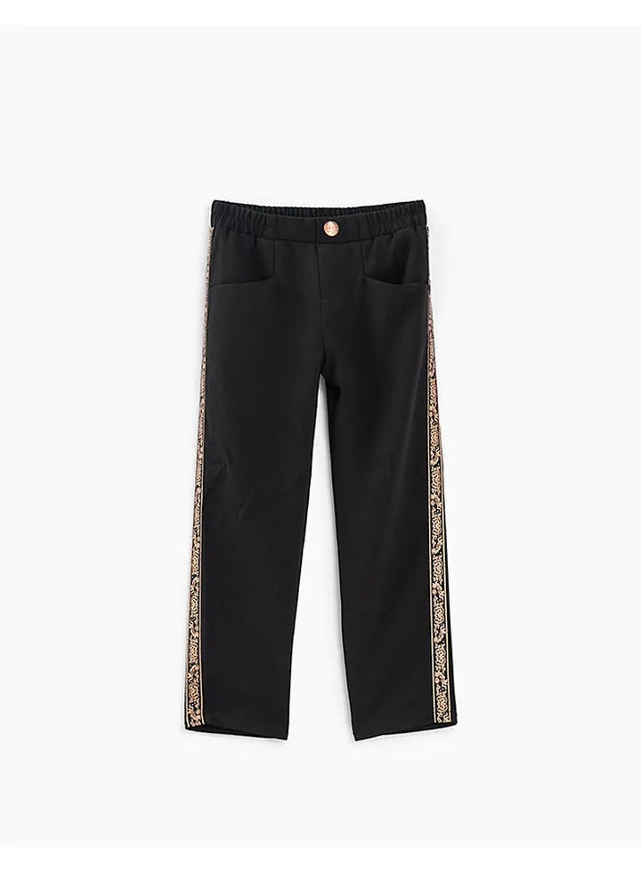Side Stripe Trousers Black