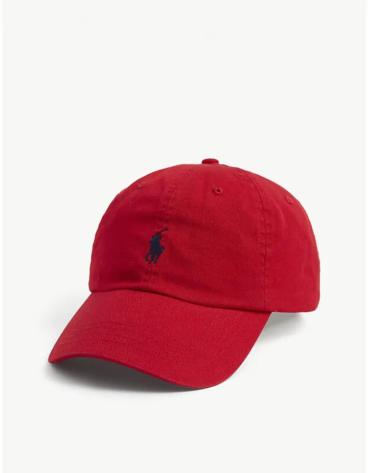 Mens Red Blue Pony Logo-embroidered Cotton Chino Ball cap
