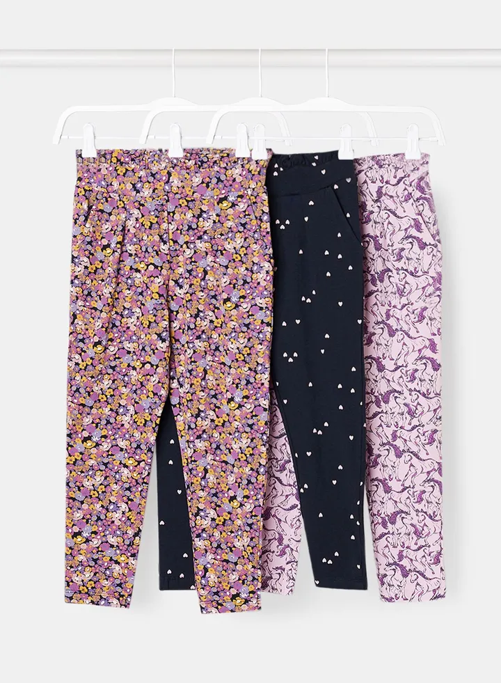 Girls Printed Pants (Pack of 3)