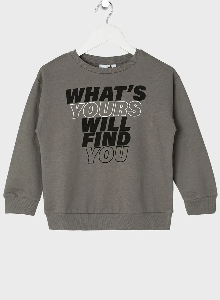 Kids Slogan Print Sweatshirt