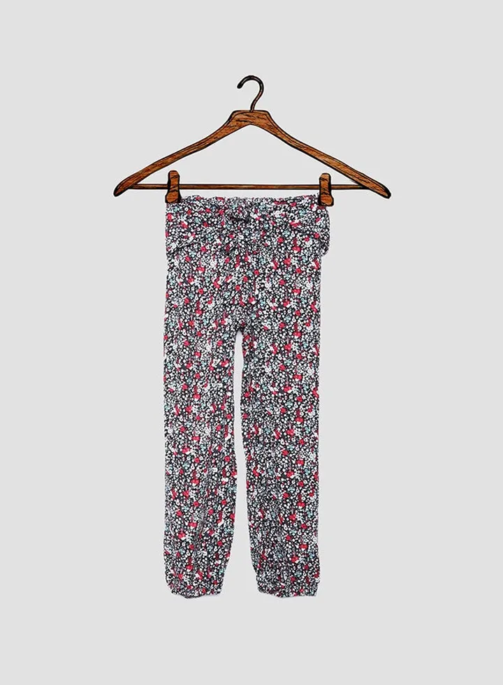 Trendy Floral Pants Red/Black/White