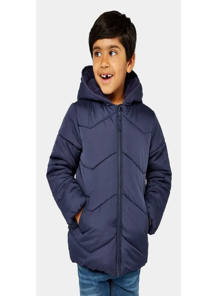 Navy Fleece Lined Padded Jacket